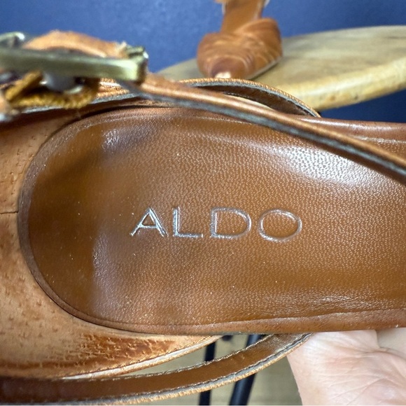 Aldo "Dolliver" Tan Leather Pointed Heels with Ankle Strap, Size EU 40 (US 9) - Picture 7 of 8